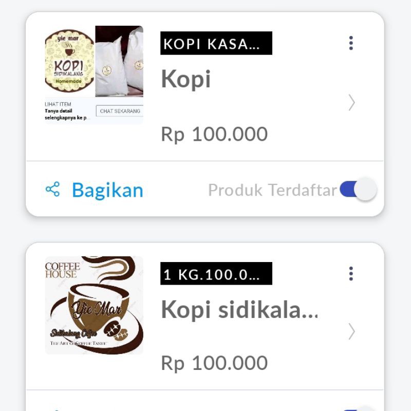 

yie mar, kopi kasar/halus,1000 gr