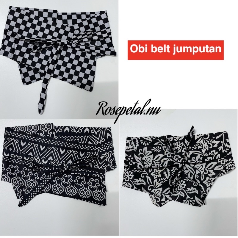 obi belt jumputan / obi belt batik tenun / obi belt bunga / ikat pinggang obi checker / obi belt kotak catur