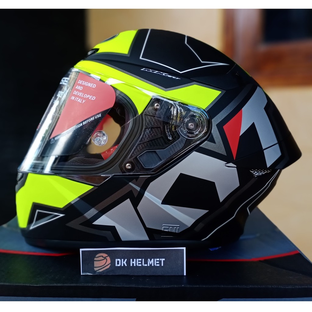 Helm Full Face KYT TT Course Electron Matt Grey Yellow