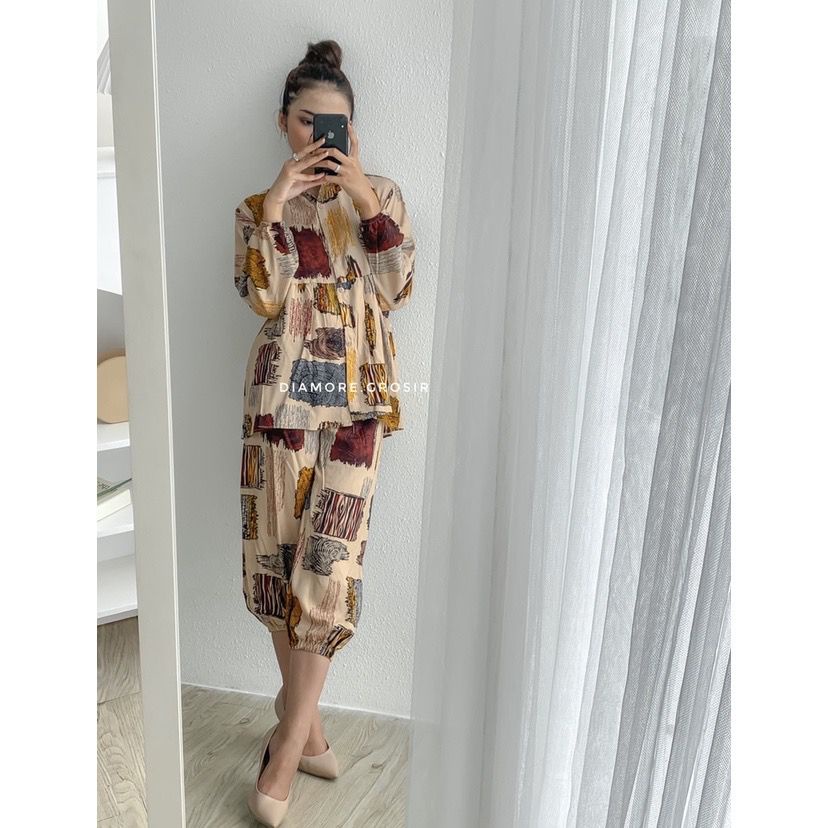 BLOOMS DAILY ONE SET / TIE DYE ONE SET RAYON / STELAN PIYAMA WANITA-JOSIN MOCA ONE SET