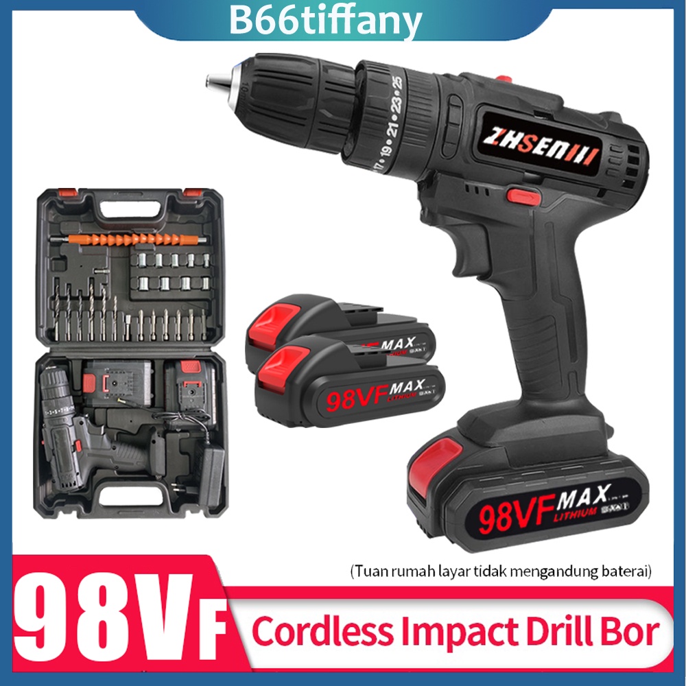 Bor Listrik Bor Baterai / Bor dampak / Mesin Bor Cordless / Bor Listrik / Beton Besi Kayu Full 98Vf Set Pilihan Bor Tanpa Kabel Bor Listrik Bor Tanpa kabel Set Lengkap Mata Bor Cordless Drill Full Set Of Drill Bits