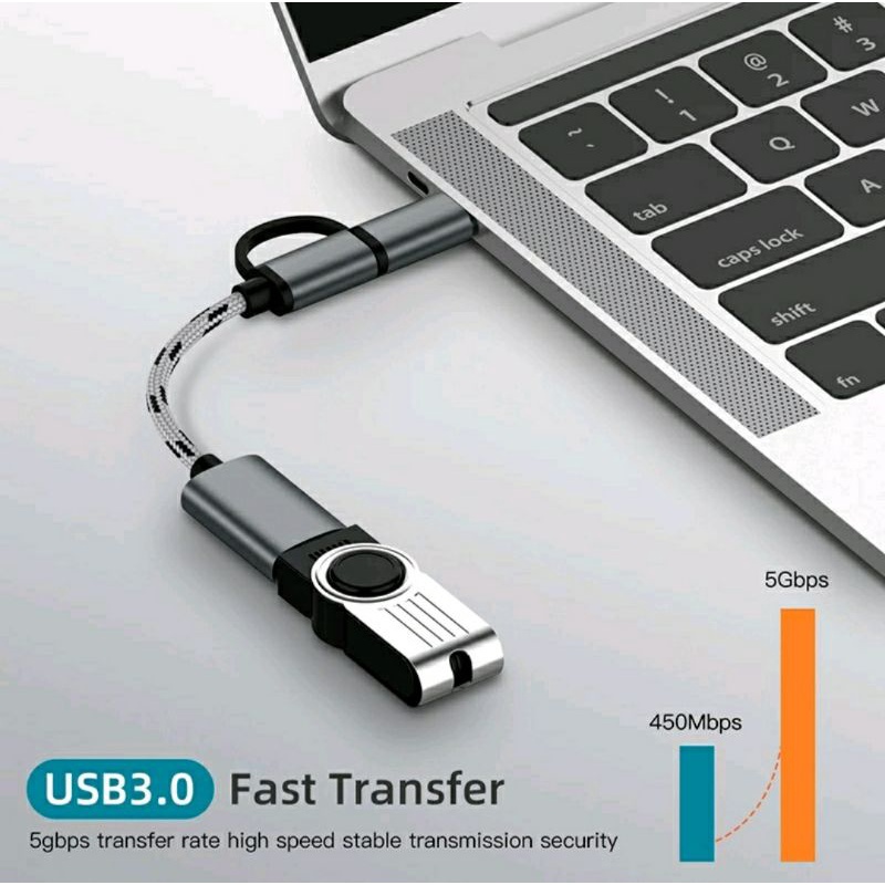 OTG 2 In 1 Micro Usb Type C Ke Usb 3.0 Kepala OTG