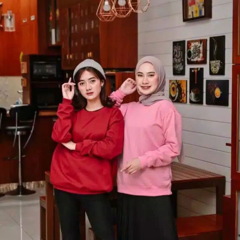 BASIC SWEATER OUTERWEAR WANITA|| CREWNECK SWEATER || SIZE ( M-L-XL ) - (COD)