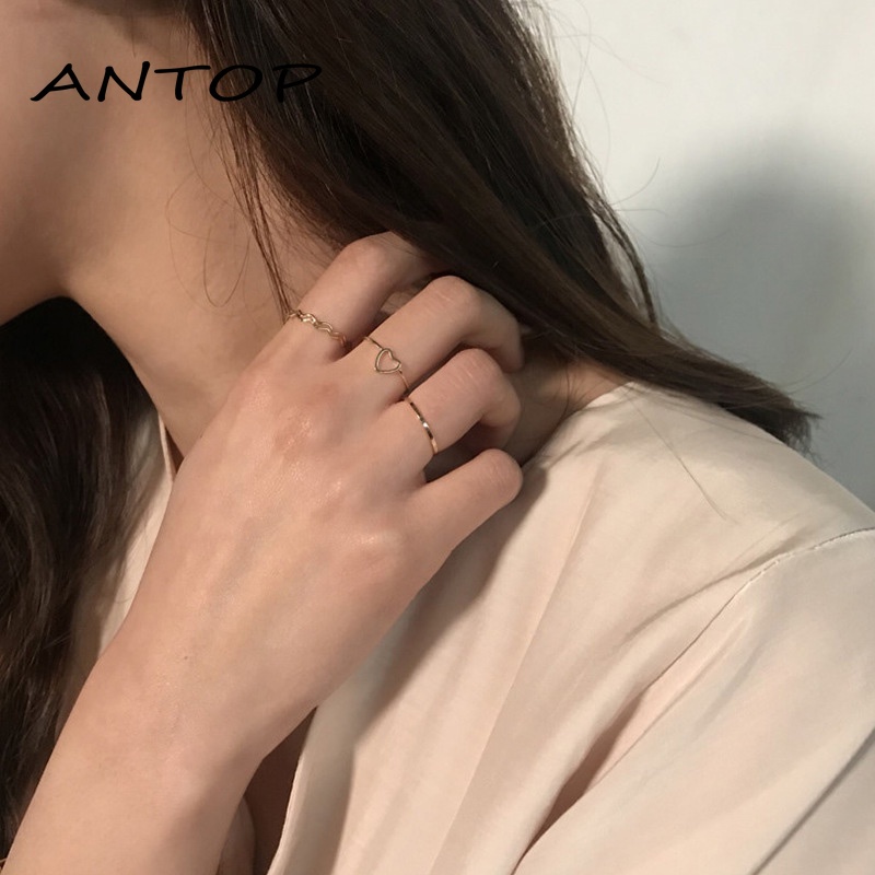 4 Pcs/set Jari Telunjuk Cincin Rose Gold Cincin Set Untuk Wanita Aksesoris Perhiasan Hadiah Natal ANTOP