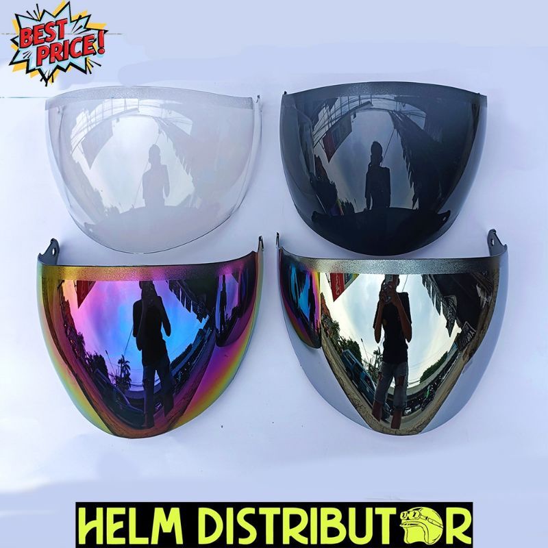 Kaca Visor helm GM evolution / kaca helm shopee food hitam bening silver pelangi