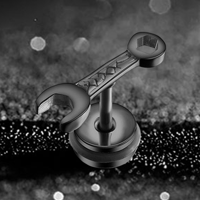 Anting Bentuk Kunci Pas Kecil Bahan Stainless Steel Gaya Punk Untuk Pria Dan Wanita