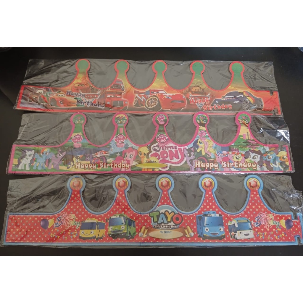 Topi Ulang Tahun/Topi Mahkota/Topi Ultah/Topi Ulang Tahun Kertas isi 10/Topi Pesta Anak