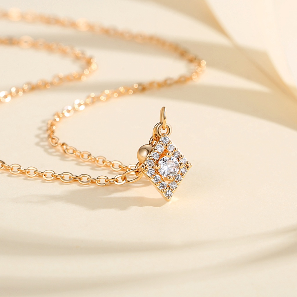 Y629 【COD】 Kalung Liontin Geometri Bberlian Perhiasan Dewasa Lapis Emas Imitasi Aksesoris Wanita Kalung
