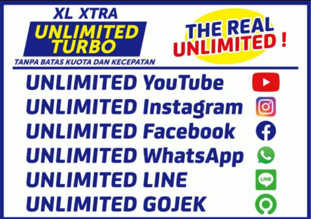 Inject Paket Xl Unlimited Turbo Gratis Wa Instagram Facebook Line Gojek Youtube Shopee Indonesia