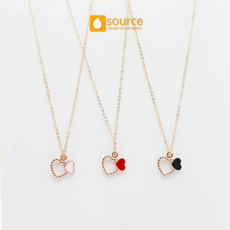 Kalung Dengan Liontin Bentuk Hati Bahan Alloy Untuk Wanita