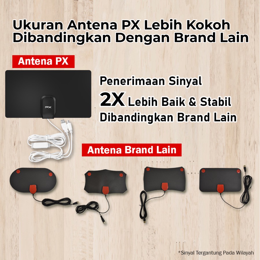 PX UDA-2100A Antena TV Digital Analog Indoor Dinding DVB-T2 + Booster / UDA 2100A / UDA2100