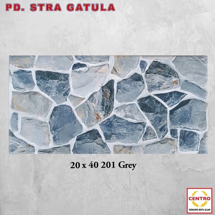 Keramik Centro Batu Alam 20 x 40 201 Grey KW - 1 / Centro Tile 20 x 40 201 Grey / Keramik Dinding Ba