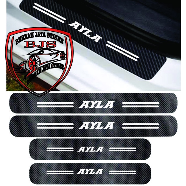 4 pcs stiker karbon AYLA stiker mobil daihatsu ayla stiker pijakan bawah pintu mobil new