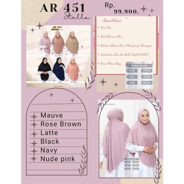 Jilbab Instan hijab Arrafi terbaru AR 451 HIJAB DAILY BERGO JUMBO hijab tali maryam jumbo