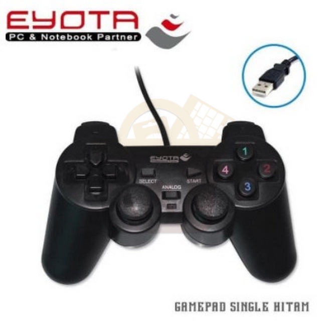 Gamepad Eyota Single Black SB88 Dual Shock Joystick Game Controller Port USB 2.0