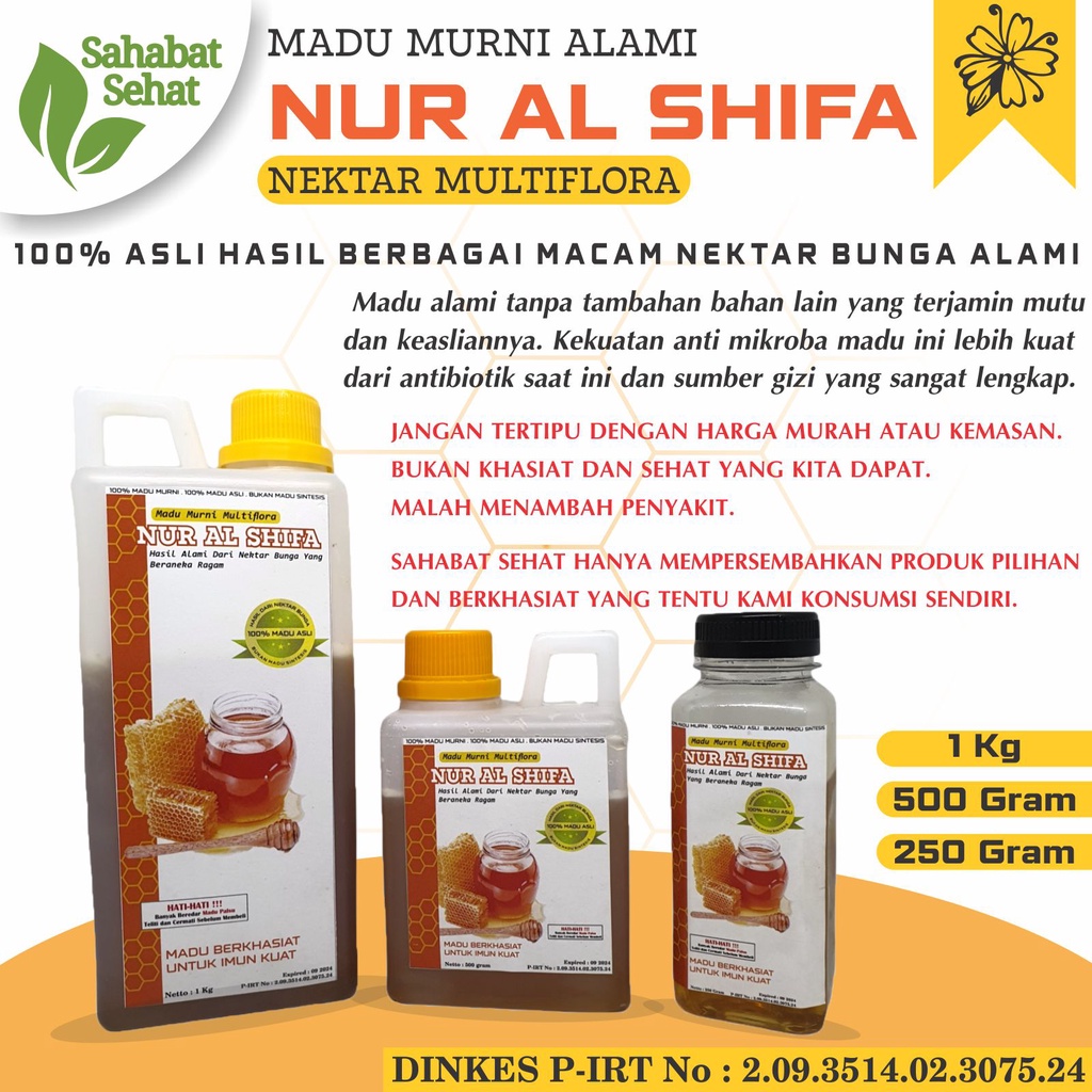 

(100% ASLI) MADU MURNI MULTIFLORA NUR AL SHIFA 250 gram 250gr 1/4 Kg