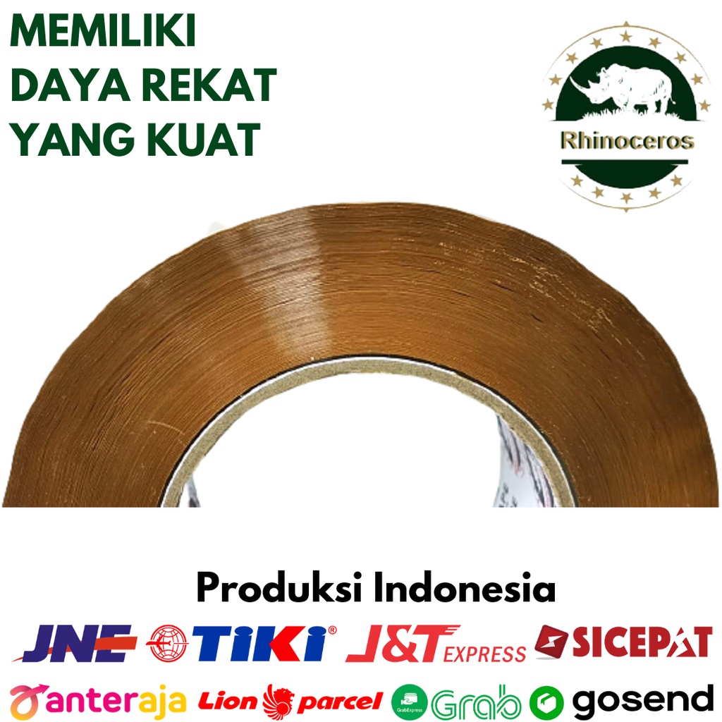 Lakban Bening/Coklat RHINOCEROS Tape Clear 2inci 45mm x 300 Yard