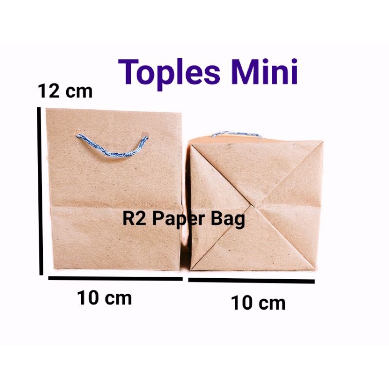 

Paper bag Custom Coklat polos Ukuran 10x10x12 Tas kertas untuk kemasn Souvenir Toples mini