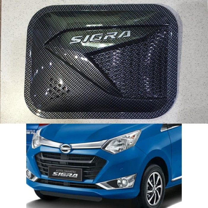 Tank cover tutup tangki bensin MOBIL daihatsu SIGRA warna carbon plastik tempel