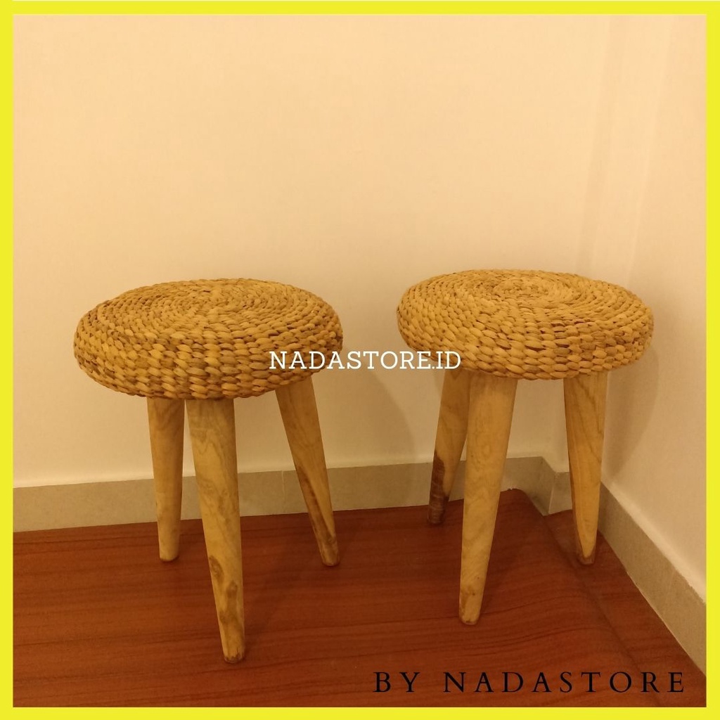 STOOL BAR  WATER HYACINTH / KURSI ANYAMAN ENCENG GONDOK BULAT SIZE 35 CM X 50 CM