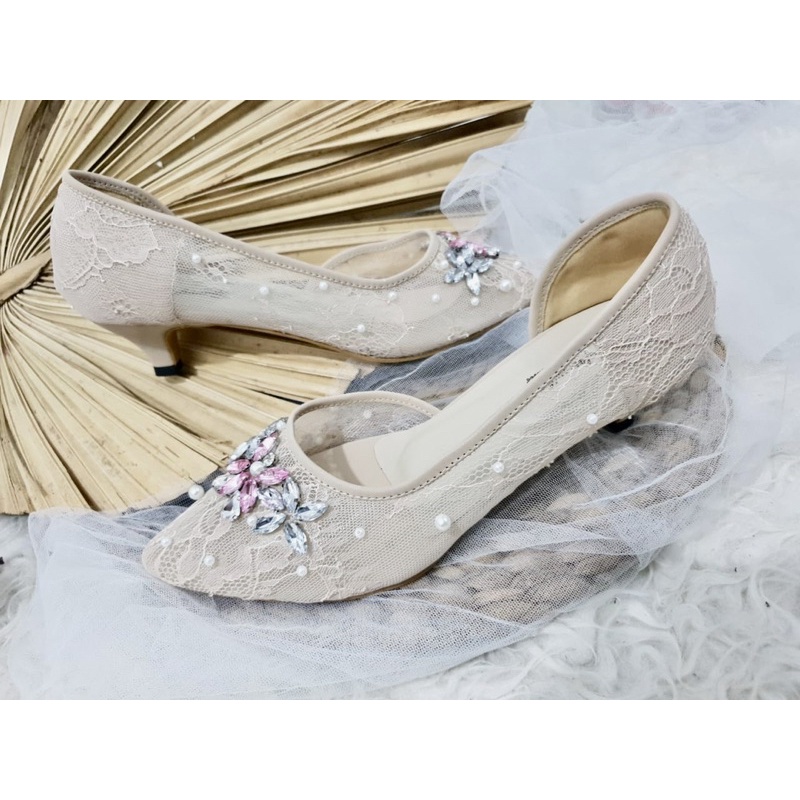 sepatu wedding Rafaizoutfit shoes natasa cream tinggi 3cm