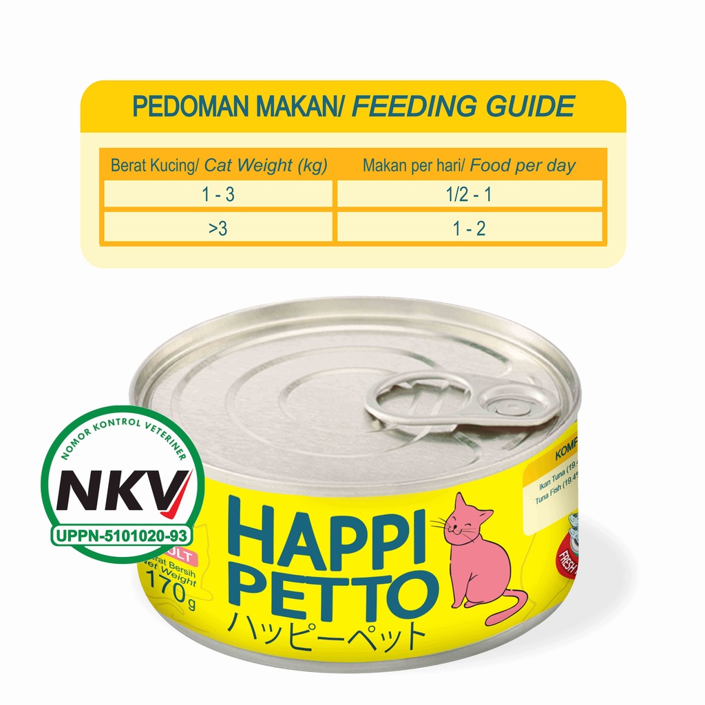 KtmStore Paket 2 pcs makanan kucing adult basah kaleng sarden tuna happi petto happipetto 170 gram