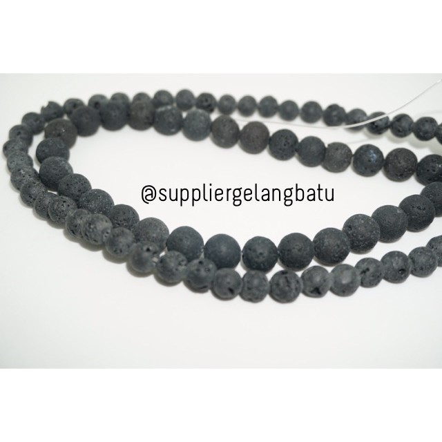 Bahan Gelang Batu Alam Natural Lava Stone 8mm dan 10mm