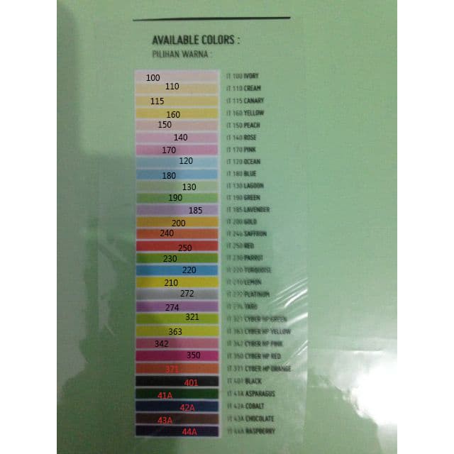 

Kertas HVS A4 warna tua , kertas spectra