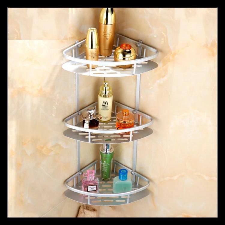 Rak Dinding Sudut Siku 3 Susun Toilet Wc Kamar Mandi Aluminium R339 - Tanpa Bubble