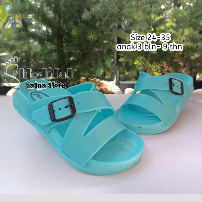 Terbaru Sandal Anak Perempuan Slop Silang 24-35 Dulux 270d/c