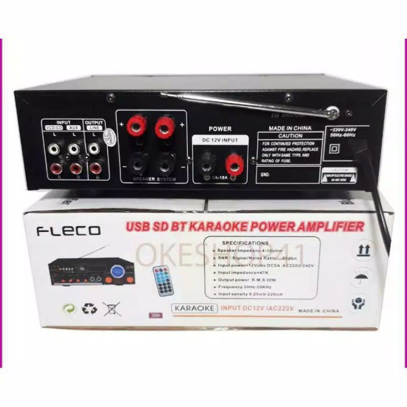 Amplifier FLECO 299 Bluetooth Stereo Karaoke + Mp3 player + FM Radio