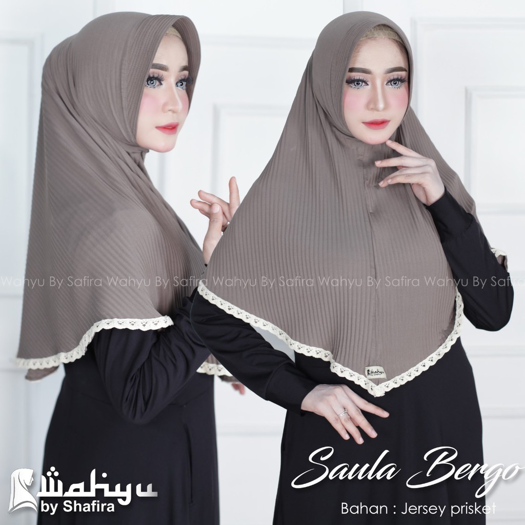 SAULA BERGO HIJAB INSTAN JERSEY WAHYU BY SHAFIRA KERUDUNG JILBAB MUDRIKAH HIJAB