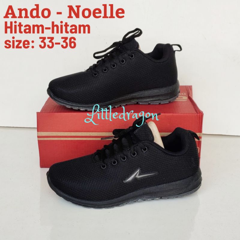 sepatu sneakers anak laki laki perempuan sepatu sekolah hitam Ando