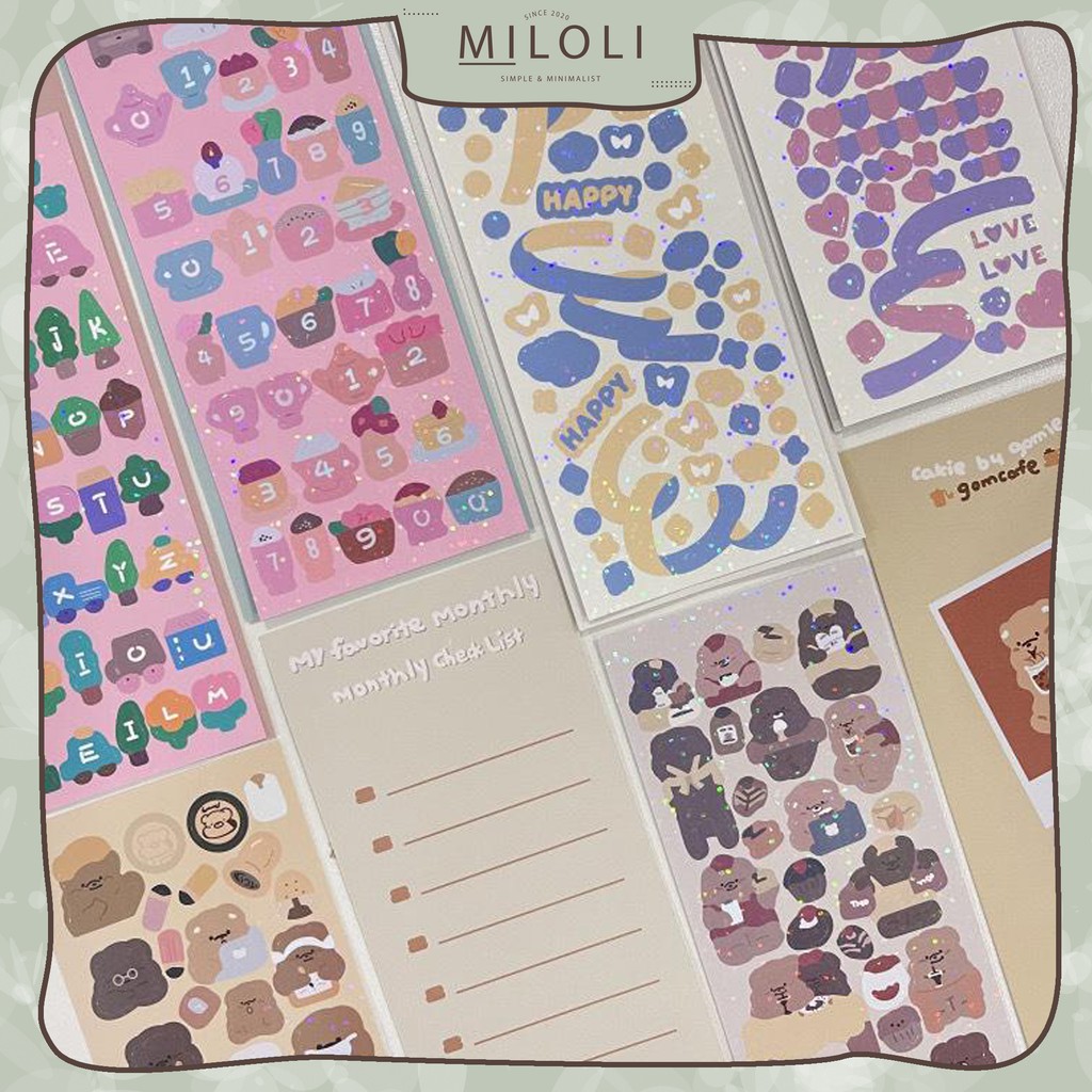 

[MILOLI] 1Pc RIBBON-FONT-NUMBER-CUTE BROWNIE Stiker Hias Deco Jurnal Scrapbook DIY Planner - B0222
