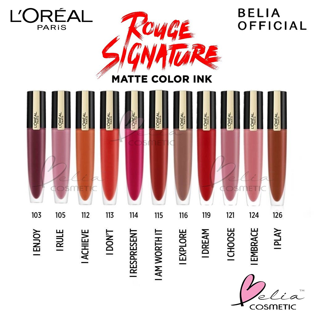 ❤ BELIA ❤ L'Oreal Rouge Signature Matte Liquid Lipstick 7 ml | Mate Colored Lip Ink LOREAL (Part 1)