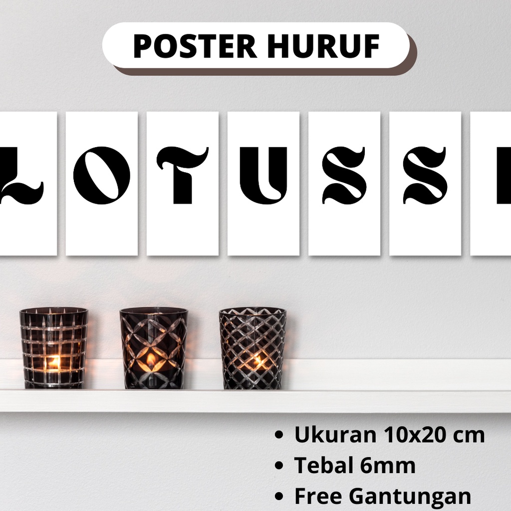Poster Dinding Huruf / Alphabet Dengan Gantungan - TIPE 1 | Poster Font Alfabet Gambar Tulisan Bahan