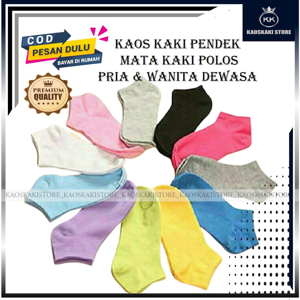(Paket 3 Pasang) Kaos Kaki Pendek Mata Kaki Wanita Pria Dewasa / Kaos Kaki Mata Kaki Wanita Tebal / 