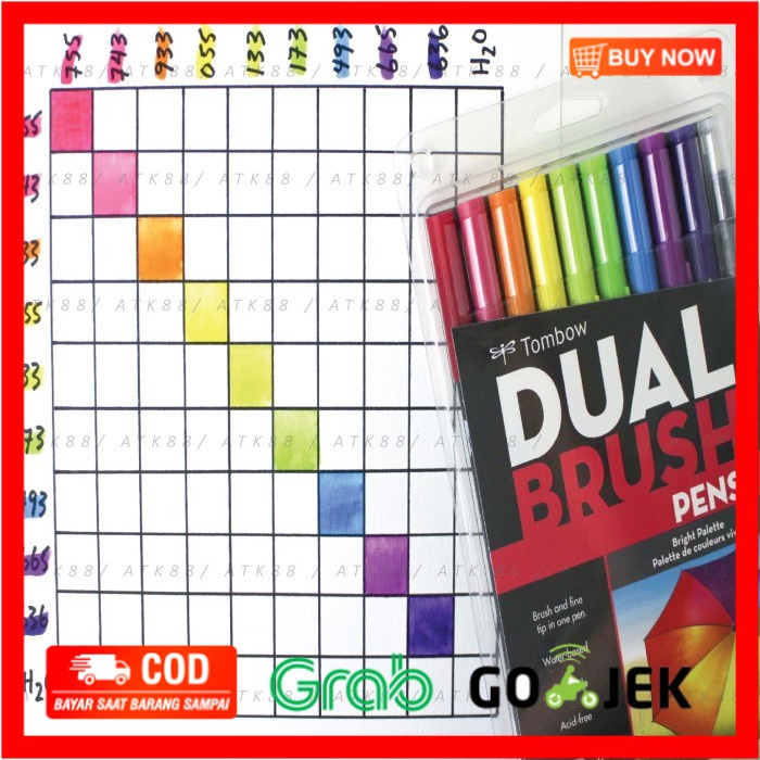 

(BISA COD) Tombow Dual Brush Pen Set 10 - Bright Palette