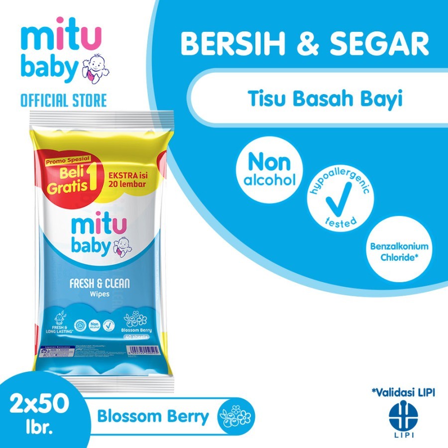 Tissue Basah Mitu Fresh &amp; Clean Buy 1 Get 1 50s+50s