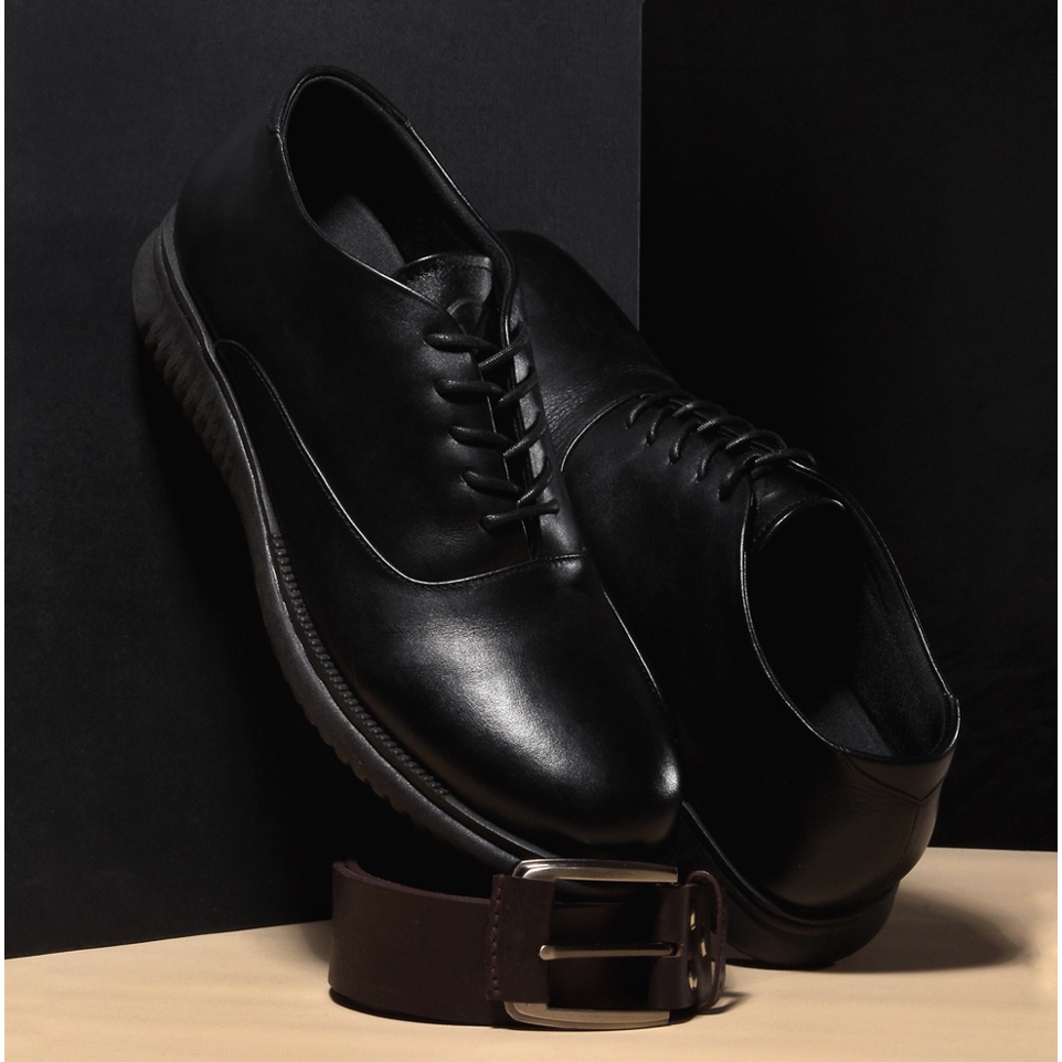 LONDON 2.0 FULL BLACK (KULIT ASLI) |MNM x Kenzio| Sepatu Pantofel Pria Oxford Formal ORIGINAL