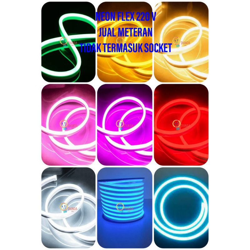 LAMPU LED NEON FLEX SELANG AC 220V METERAN FLEXIBLE SIGN STRIP OUTDOOR DAN INDOOR ANTI AIR