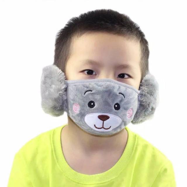 Masker anak boneka (abu2)