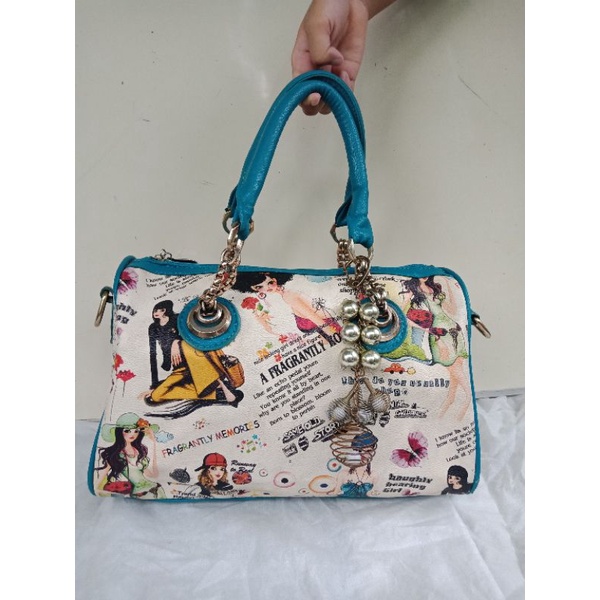 HANDBAG SPEEDY ART SQUAD GIRLS FULL KULIT,  PRELOVED HANDBAG,  TAS SPEEDY,  PRELOVED TAS KULIT