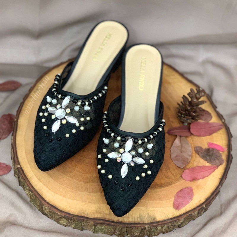 Meliaenzo - Sendal Hak Brukat Payet | Sendal Wanita | Sendal Wedding | Heels