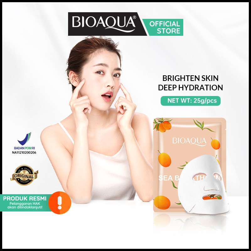 Bioaqua Sea Buckthorn Arbutin Hydrating Essence Mask 25gr / Masker Wajah SACHET