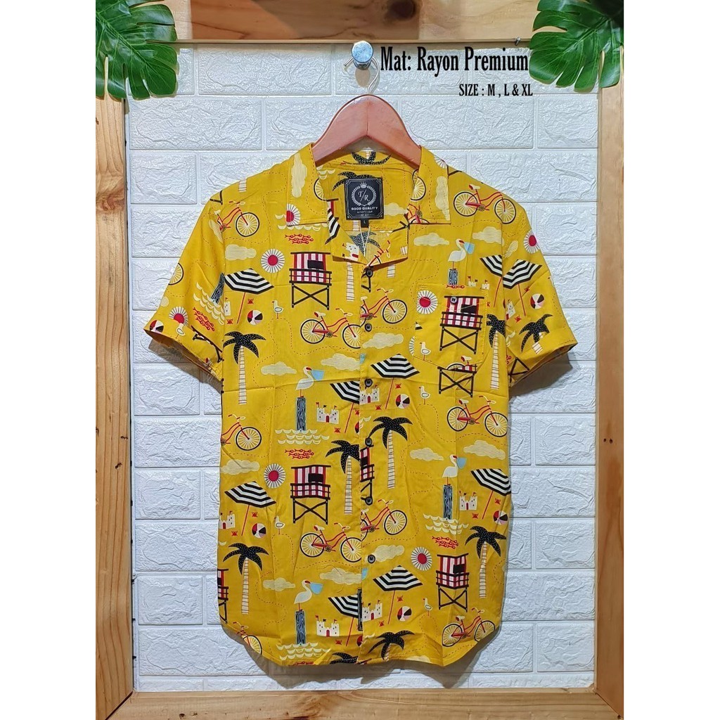 Kemeja Pria Lengan Pendek Model Retro 2021 Motif Print Grafitti Untuk Musim Panas