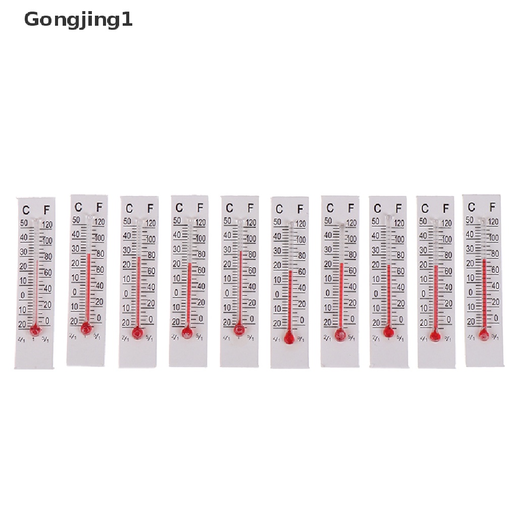 Gongjing1 10pcs / Set Miniatur Termometer Kardus 5cmX1.1cm - 20-50 Celcius Untuk Indoor