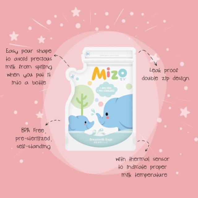 Makassar - MIZO Breastmilk Storage Bags 120ml / KANTONG ASI 120 ml with Heat Sensor BPA FREE