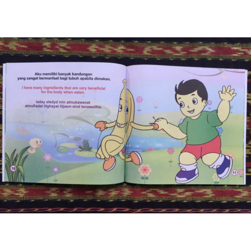 Buku Cerita Anak Bergambar Tema Buah 3 Bahasa Indonesia - Inggris - Indonesia Full Color Bisa COD