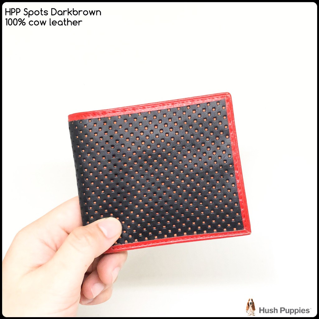 dompet kulit hushpuppies spots darkbrown premium bahan kulit sapi asli